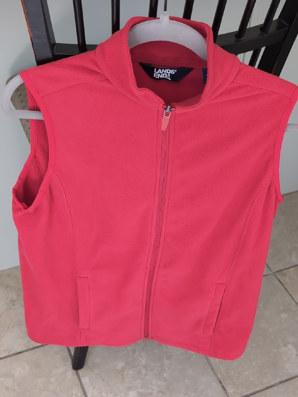Lands' End Red Fleece Zip Vest